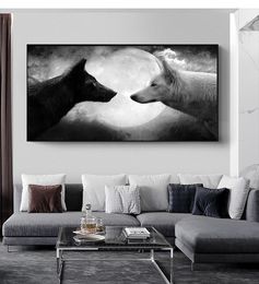 Black and White Wolf Canvas Painting Wall Art Posters Prints Animal Pictures For Living Room Decorative Home Decor