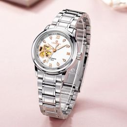 Wristwatches Rhinestone Ladies Watch Fashion Skeleton Diamond Watches Women Automatic Mechanical Waterproof Wristwatch 2021