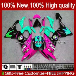 Motorcycle Body For KAWASAKI NINJA ZX 10R ZX10 10 R 1000 CC ZX10R 08 09 10 Bodywork 56No.196 ZX1000 C 1000CC ZX-10R 2008 2009 2010 ZX1000C 2008-2010 Fairing Pink Shark