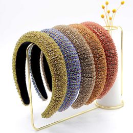 Baroque Full Crystal Hair Bands Velvet Padded Rhinestone Headband Luxury Diamond Headband Hair Hoop Fashion Hair Accessories X0722