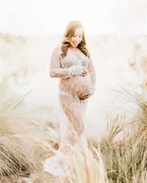 Maternity Dresses For Photo Shoot Women Pregnancy Lace Dress Photography Props Sexy Long Sleeve Maternity Gown Vestidos
