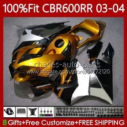 OEM Fairings For HONDA CBR600F5 CBR 600 Gold silver RR F5 CC 2003 2004 Body 71No.107 CBR 600CC 600RR 600F5 03-04 CBR-600 CBR600 RR CBR600RR 03 04 Injection mold Bodywork