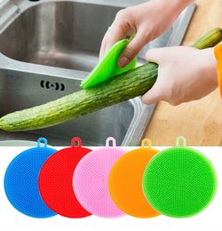Silicone Dish Bowl Cleaning Brushes Multifunction 5 colors Scouring Pad Pot Pan Wash Brushes Cleaner Kitchen Dish Washing Tool DH2003