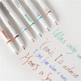 Highlighters Creative Double Line Pen Cute Erasable Student Cartoon Two-color Painting Key Highlight Marker Color School Supplies