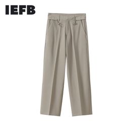 IEFB Men's Suit Pants Men's Korean Trend Hidden Back Elastic Drawstring Waist Straight Causal Wide Leg Pants Spring 9Y5994 210524