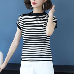 Oversized Basic O-neck Solid Thin Summer Pullover Women Female Knitted Ribbed Sweater Slim Short Sleeve Bodycon Sweater 210604