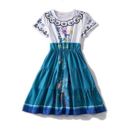 Encanto Madrigal Cosplay Cosplay Girl Dress Princesa Óculos Brincos Mirabel Dolores Isabela Vestidos 220226