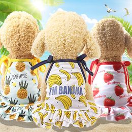 Fashion Pet Clothes Cute Fruit Strawberry Banana Printed Dress T-shirts Vest Lovers Suit Small Medium Cat Dog Clothes Pet Supplies Dog Skirts