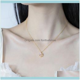 Necklaces & Pendants Jewelrykik Fashion Jewelry Chain Pendant Necklace Delicate Design One Layer Crystal Moon For Women Gift Fine Chains Dro