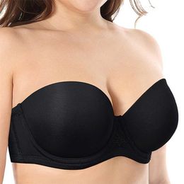 VOGUESECRET Push Up Strapless Invisible Solid Silicone Bras Wedding Bralette Women Removable Anti-slip Straps Halter Plus Size 211110