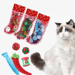 Cat Toys Pet Toy Christmas Combination Funny Playing For Cats Colorful Plush Sock Packing
