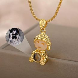 Chokers Buddha Projection Necklace For Women Men Religion Choker Necklaces Collar Chain Vintage Jewellery Bijoux Gifts