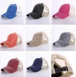 8 Colors Ponytail Hats Men Woman Washed Mesh Baseball Cap Outdoor Sports Adjustable Sun Protection Net Caps DB758