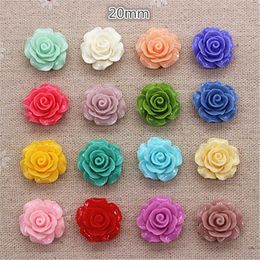 30pcs 20mm Resin Camellia Flowers Flat Back Cabochon DIY Jewelry/ Craft Decoration(No hole) Y0910