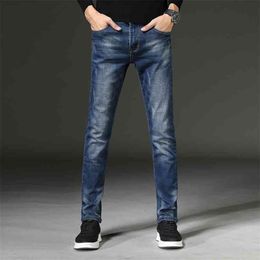 Spring Autumn Men Smart Jeans Business Fashion Straight Regular Blue Stretch Denim Trousers jeans Plus Size 28-38 210716
