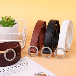 o ring silver Canada - Belts Women's Leather Belt With Gold Silver O Ring Round Buckle All-Match Casual Dress For Jeans Pants Shorts Mothers Day Gift