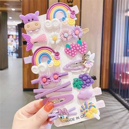 14 piece set of children's hairpin Princess candy color hair ornament lovely flower animal little girl hairpin