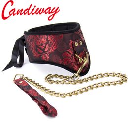 Candiway y Collar Bondage BDSM leash chain Restraint Slave Frisky Lacy Neck Ring harness For Women Flirting Sex Toys