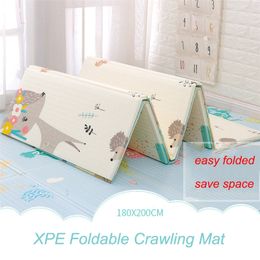 XPE Mat 1CM Thickness Cartoon Pad Kid Play Mat Foldable Anti-skid Carpet Children Game Mat 180X200CM 210320