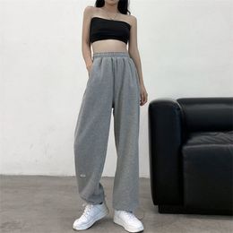 QWEEK Grey Jogging Sports Pants Women Baggy Harajuku Sweatpants Korean Fashion Black Sweat Trouses For Female Joggers Oversize 210925