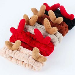 Wash Face Coral Fleece Hair Holder Hairbands Cute Antlers Women Soft Warm Plush Headband Hair Hoop Turban Girls Hair Accessories