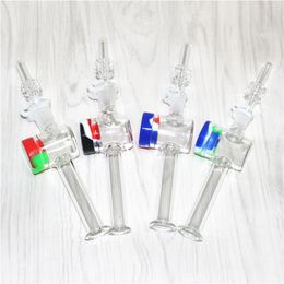Hookahs Nectar Dab Straw Glass Pipe With 10mm 14mm Quartz Tips Smoking Hand Pipes For Oil Rig