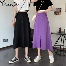 Purple Womens Skirt Vintage Plus Size Clothes Long Skirts Autumn Black Harajuku High Waist Streetwear Fashion Ladies Office 210619