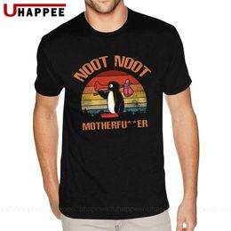 Vintage grafik noot pingu gömlek erkekler kendi kısa kollu kırmızı o-boyun tees gömlek 210324