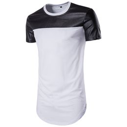 Men Colour Block Casual T-Shirts Tee Designers TShirt Short Sleeve Round Neck Stylist Tees Men's White Black Streetwear Mens Leather Patchwork Vintage Tops B106