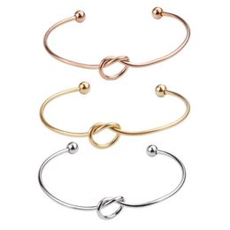 Bangle Elegant Women Stainless Steel Tied Knot Open Cuff Bracelets Bangles Jewelry Gifts Drop