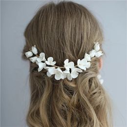 High Quality Clay Flower Bridal Hair Comb Handmade Rhinestone Hair Vine Wedding Headpiece Party Prom Hair Jewellery Brides X0625