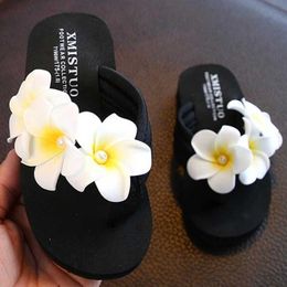 Female Summer Slippers Parent-child Flip Flop Children Sandals Girls Flower flat Fashion Beach Shoes Kids sh250 210712