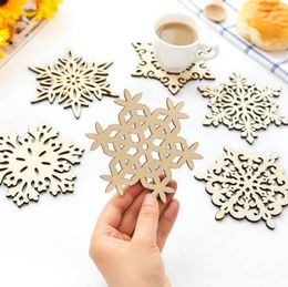 6 Styles Cup Mat Wooden Snowflake Coasters Tea Trays Mug Holder For Drinking Coffee Tea