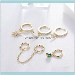 Jewelryset Earrings Japan Korea Personality Creative Stars And Moon Unusual FivePiece Earrings For Women Hoop & Hie Drop Delivery 2