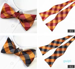 Mens Self Bow ties Brand New 100% Silk Luxury Plain Tie Bowtie Butterflies Noeud Papillon Business Wedding Multi-Color