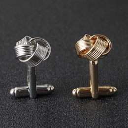 Knot Cuff Links For Men Shirt Cufflinks Silver Gold Plated Unique Fashion Business Wedding French