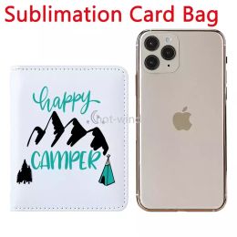 DHL Sublimation Blank Card Holder Favor PU Leather White Wallet Double-sided DIY Business Card Covers EE