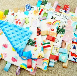 Baby Appease Towels Soft Cotton Soother Teether Infants Comfort Sleeping Nursing Cuddling Blanket Toys with Colorful Tags Shower 23 Colors 25*25cm