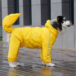 Dog Raincoat with Visible Hat and Removable Tail Bag Adjustable Coat for Large and Medium Dogs Male and Female Different Styles 210729