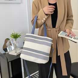 50pcs Messenger Bags Women Canvas Stripes Prints Large Capacity Sport Handbag Mix Colour