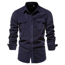 2020 Spring and Autumn High Quality Casual Stand Collar Workwear Men's Jacket Cotton Corduroy White Warm Jacket X0621