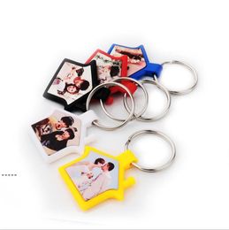 NEWSublimation Blank Acrylic Keychain Favour Double Sided DIY House Shape Keyring with Metal Ring Mini Festival Ornament RRF12305