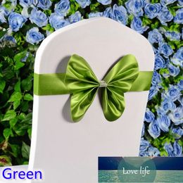 Green Colour Chair Sash Wedding Mini Style Butterfly Bow Tie Band Stretch Bow Tie Ribbon For Chair Covers On Sale