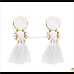 8 Colors Bohemian Acrylic Beads Cotton Thread Long Tassel Drop Earrings For Party Jewelry Tj5Hm Dangle Chandelier Fg2Sw