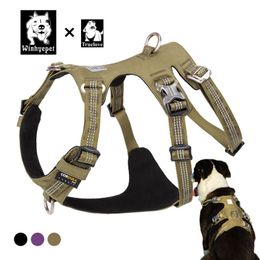 Truelove Waterproof Tactical Dog Harness Army Escape Proof Reflective Dog Vest Harness Hunting Outdoor Training Harnais Chien 210729