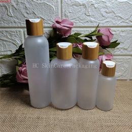 100/150/250ml Empty Transparent Plastic Cosmetics Lotion Bottle With Bamboo Disc Screw Lid Shampoo PET Containers Packaginggoods