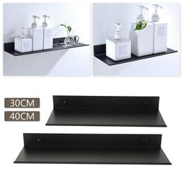 30/40cm Bathroom Shelf Storage Rack SpaceAluminum Wall Mounted Black Kitchen Organize Home el Thickened holder 211112