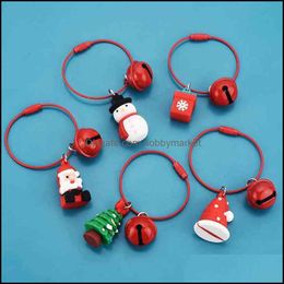 Key Rings Jewelry 2021 Fashion Keychain Korean Version Santa Claus And Christmas Tree Series Ring Female Bell Bag Pendant Small Gift Drop De