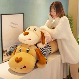 50-100cm soft body couple striped big dog doll home decoration sofa pillow children girl holiday gift toys WJ052 210728