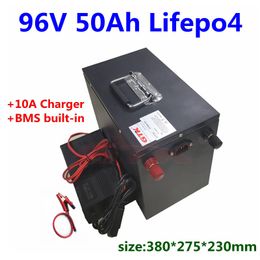 GTK 96V 50Ah lithium LiFepo4 battery pack for electric motorcycle scooter solar street light energy storage+5A charger